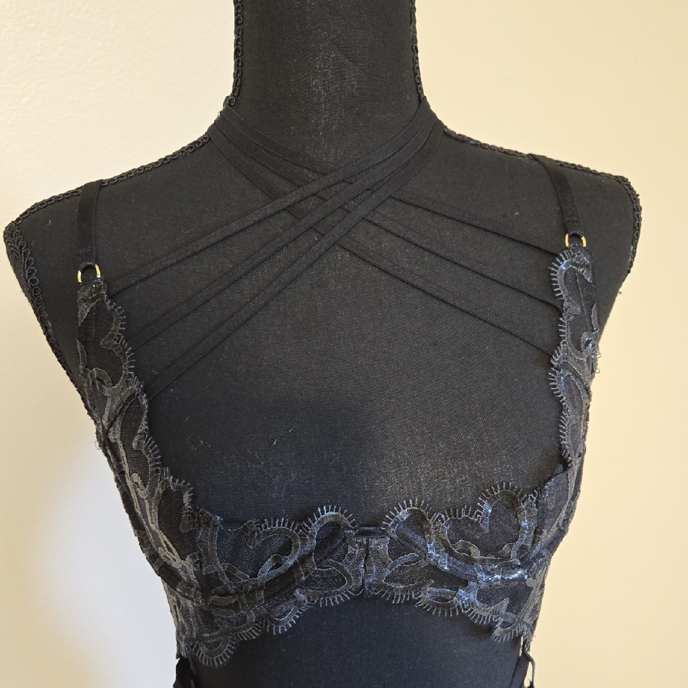 Victoria's Secret Black Lace Strappy Intimate Sexy One Piece